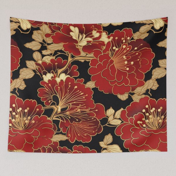 Aperçu de l'œuvre Rouge floral japonais créée et vendue par Nicholas Panek.