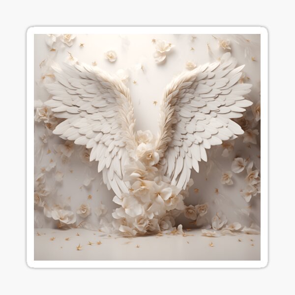 Item preview, stunning angel wings with white roses designed and sold by dcrc.