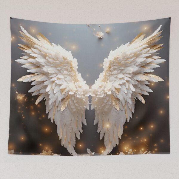 Item preview, stunning angel wings with white roses designed and sold by dcrc.
