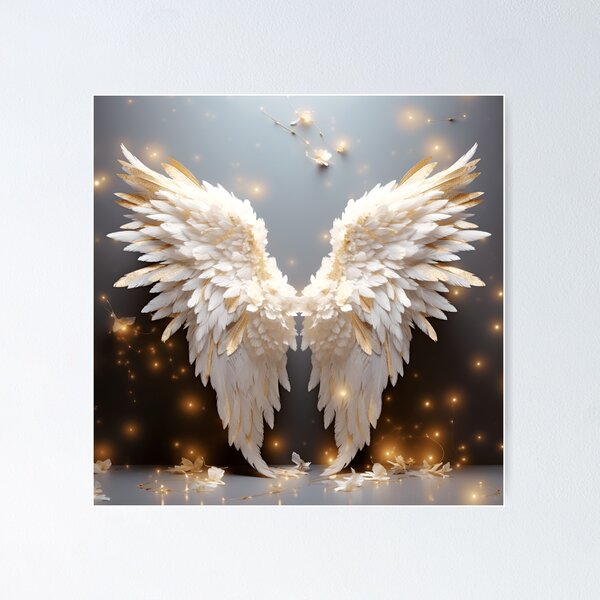 Item preview, stunning angel wings with white roses designed and sold by dcrc.