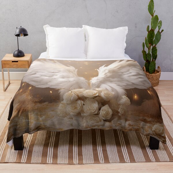 Item preview, stunning angel wings with white roses designed and sold by dcrc.