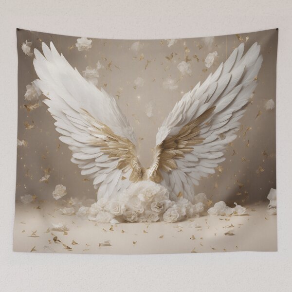 Item preview, stunning angel wings with white roses designed and sold by dcrc.