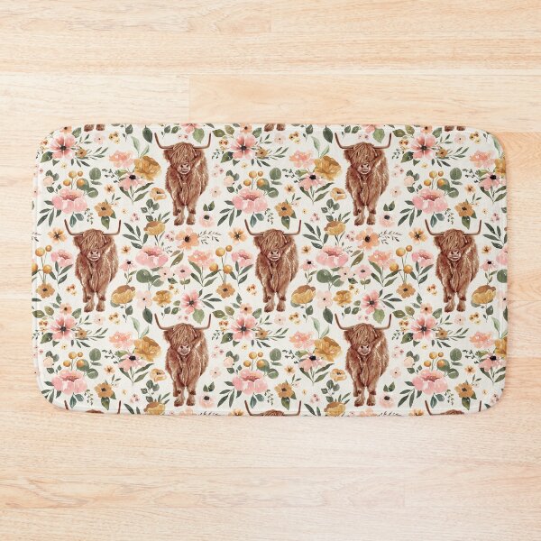 Item preview, Highland Cow Boho Floral designed and sold by cateandrainn.