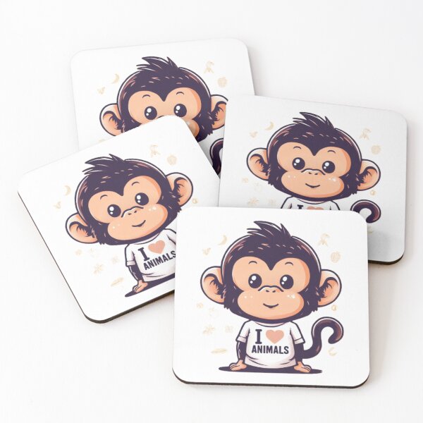 Item preview, Cute little monkey with an I love animals t-shirt, ideal for a gift 2 designed and sold by Tandilia Store.