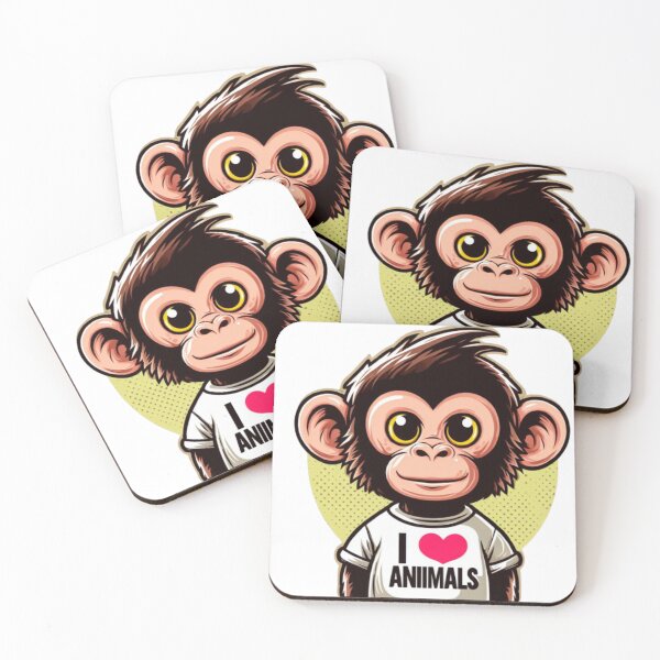 Item preview, Cute little monkey with an I love animals t-shirt, ideal for a gift 3 designed and sold by Tandilia Store.