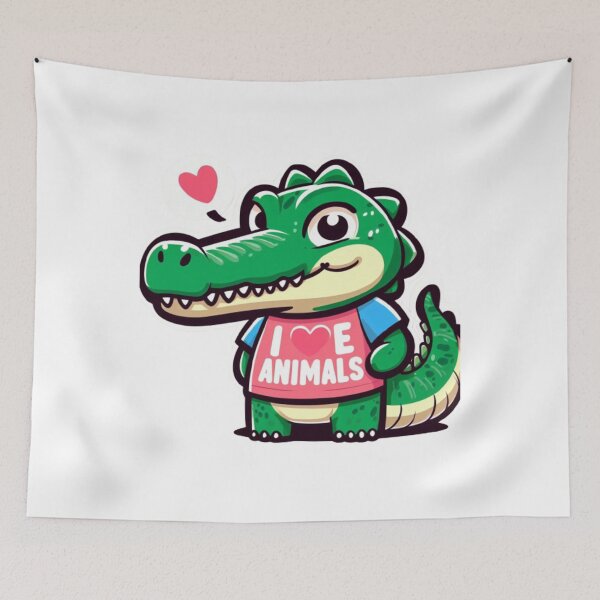Item preview, Tender crocodile with an I love animals t-shirt, ideal for a gift 3 designed and sold by Tandilia Store.