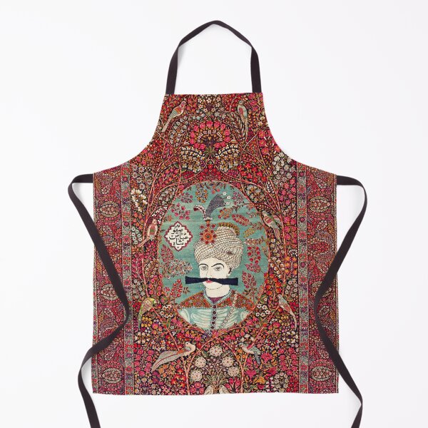Item preview, Antique Persian Rug Portrait of Shah Abbas I designed and sold by Vicky Brago-Mitchell®.