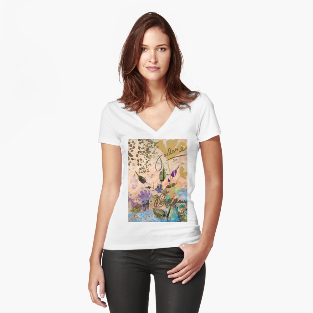 Item preview, Fitted V-Neck T-Shirt designed and sold by annasfunkyart.