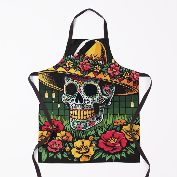 Item preview, Mexican skull with a charro hat and a bouquet of marigold flowers. designed and sold by yensyriv.