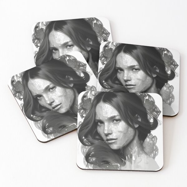 Item preview, Monochrome Elegance: Glitching Lady Portrait in Timeless Black & White designed and sold by Gemini Maison Print.
