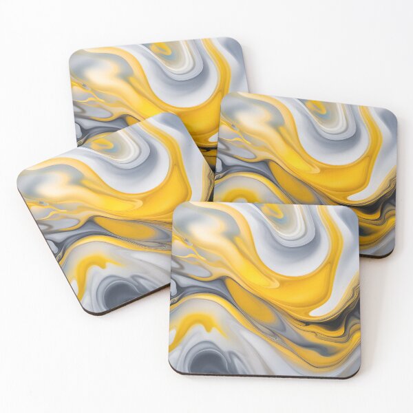 Item preview, Yellow, White and Grey Abstract Alcohol Ink designed and sold by I-A-Troy.