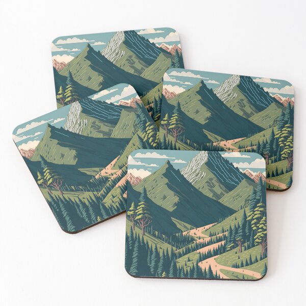 Item preview, “Tranquility in the Mountains: A Seamless Pattern of Alpine Hiking Trails and Forests” designed and sold by Best-Art-32.