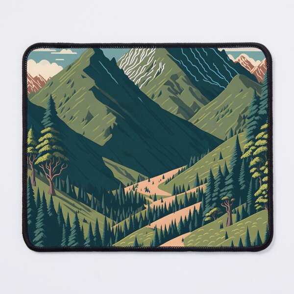 Item preview, “Tranquility in the Mountains: A Seamless Pattern of Alpine Hiking Trails and Forests” designed and sold by Best-Art-32.