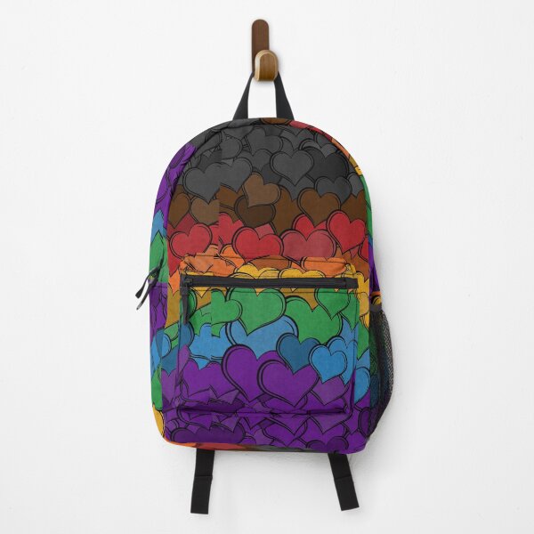 Item preview, Overlapping Hearts in the colors of the inclusice LGBTQ Rainbow Pride Flag designed and sold by LiveLoudGraphic.