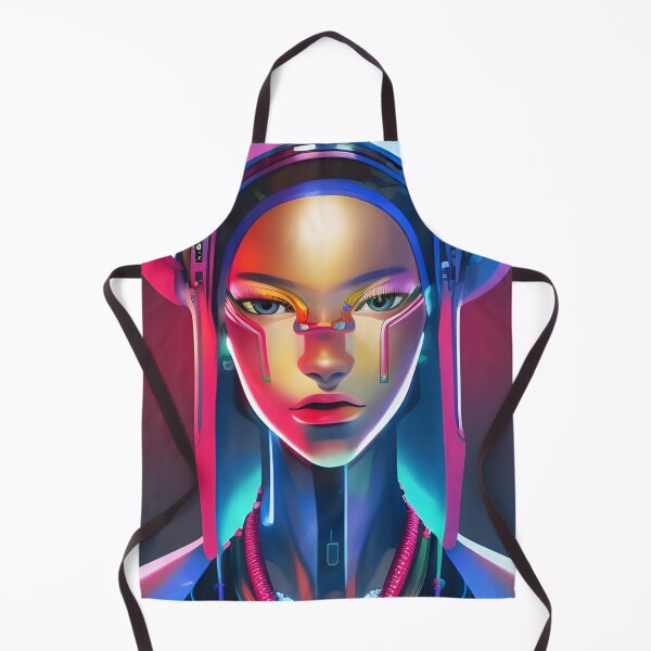 Item preview, Neon Gaze: Cyberpunk Anime Portrait of a Lady 2031 designed and sold by Gemini Maison Print.