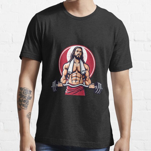 Jesus is Swole Unisex T-Shirt. Muscular Jacked Up Jesus T-Shirt.