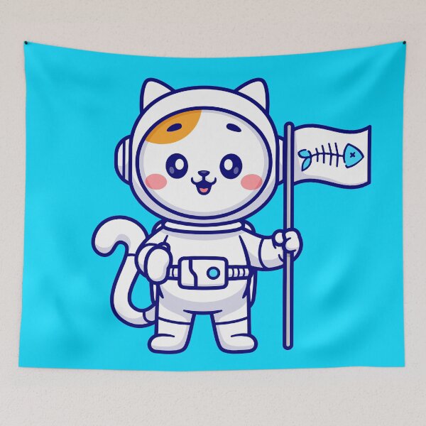 Item preview,  Cat Astronaut with Bone, Fish, and Flag designed and sold by hjian8219.