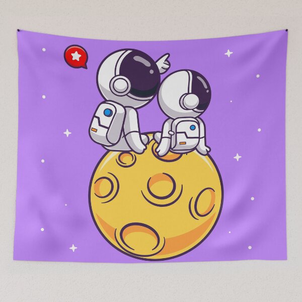 Item preview, Astronaut Pointing at Star with Baby Astronaut on Moon designed and sold by hjian8219.