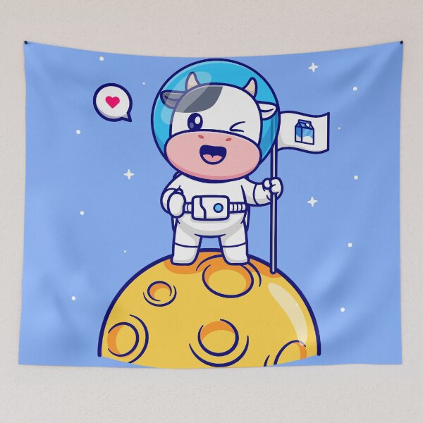 Item preview, Astronaut Cow with Milk Flag on Moon designed and sold by hjian8219.