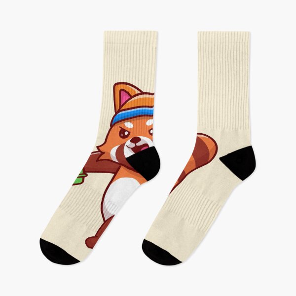 Item preview, Red Panda Fighting with Bamboo designed and sold by hjian8219.
