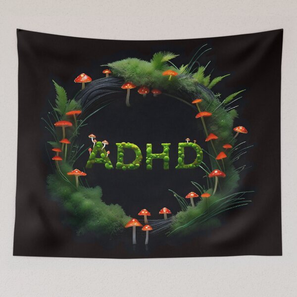 Item preview, Botanical pattern of ADHD + moss and mushrooms. designed and sold by My-fake-places.
