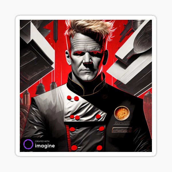 gordon ramsay with a massive knife Sticker for Sale by lsindhi21