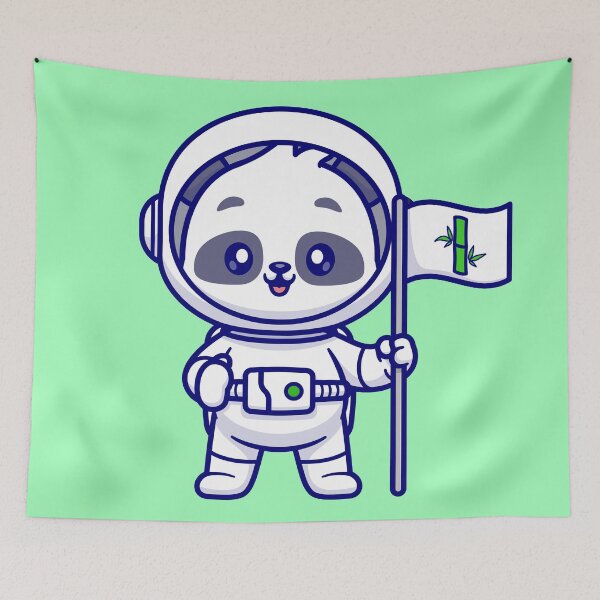 Item preview, Panda Astronaut with Bamboo Flag designed and sold by hjian8219.