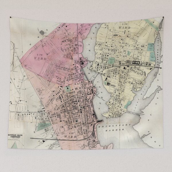 Item preview, Vintage Map of Bridgeport CT (1867) designed and sold by BravuraMedia.