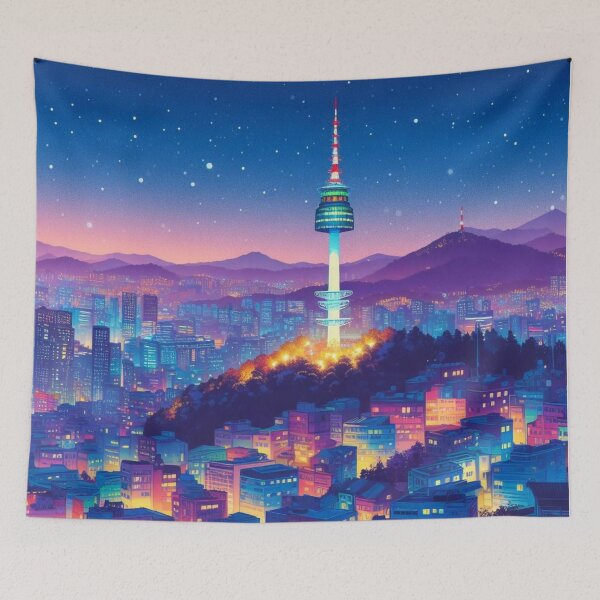 Item preview, Night view of Seoul with Namsan Tower. designed and sold by growing-mom.