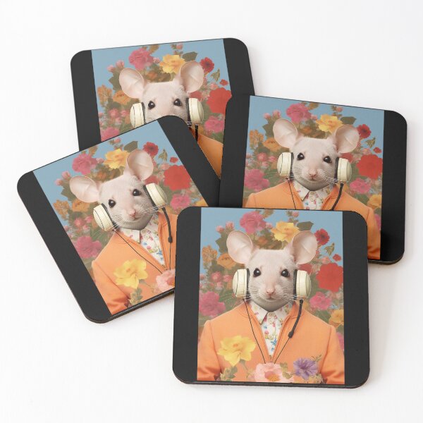 Item preview, Cute Mouse With Floral Outfit Wearing Headphones designed and sold by TorpStore.