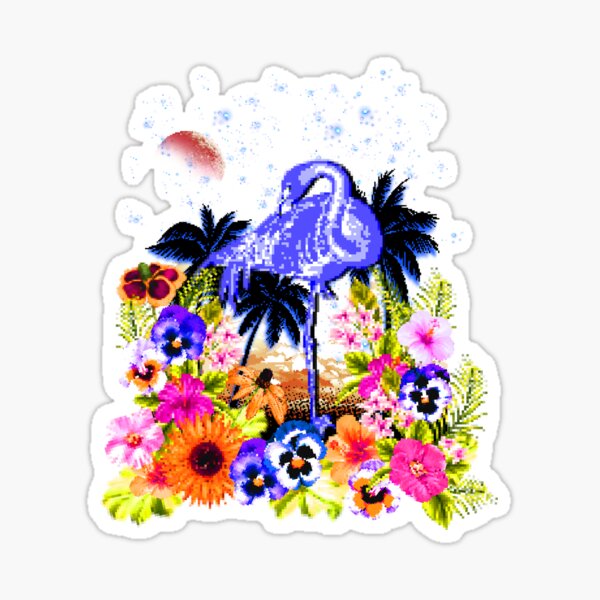 Flamingo & Palm Tree Sparkly Prismatic Stickers - Packaged – Sticker Planet