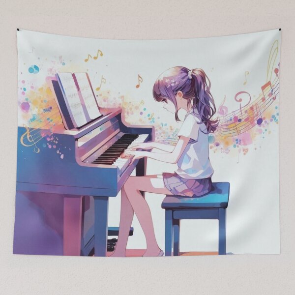Item preview, A girl playing the piano. designed and sold by growing-mom.