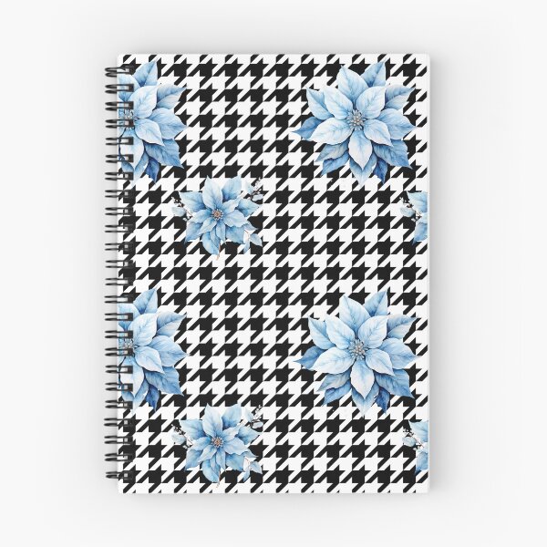 Aperçu de l'œuvre Imprimé pied-de-poule et fleur de poinsettia bleu vif créée et vendue par AgathaZolastore.