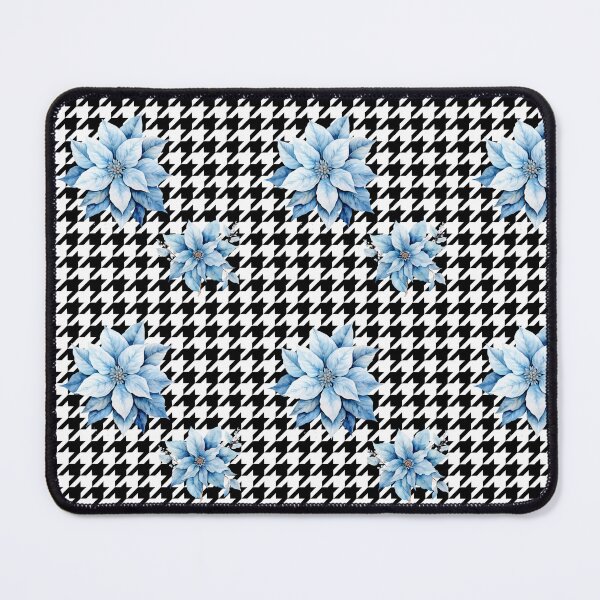 Item preview, Houndstooth and Bright Blue Poinsettia Flower Print designed and sold by AgathaZolastore.
