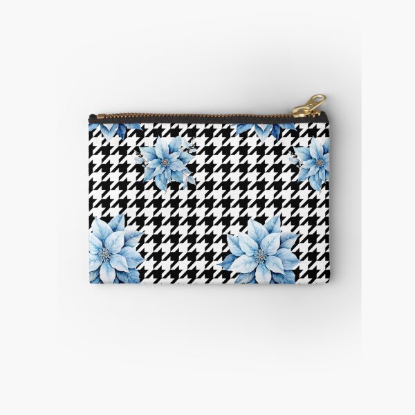 Aperçu de l'œuvre Imprimé pied-de-poule et fleur de poinsettia bleu vif créée et vendue par AgathaZolastore.