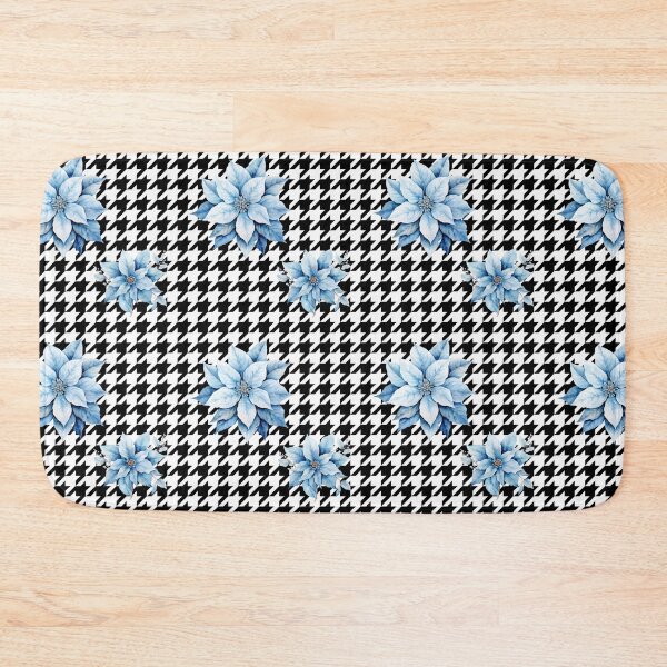 Aperçu de l'œuvre Imprimé pied-de-poule et fleur de poinsettia bleu vif créée et vendue par AgathaZolastore.