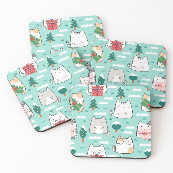 Item preview, Cute Christmas Kawaii Kittens With Gifts Pattern designed and sold by ArtMeetsPizza.
