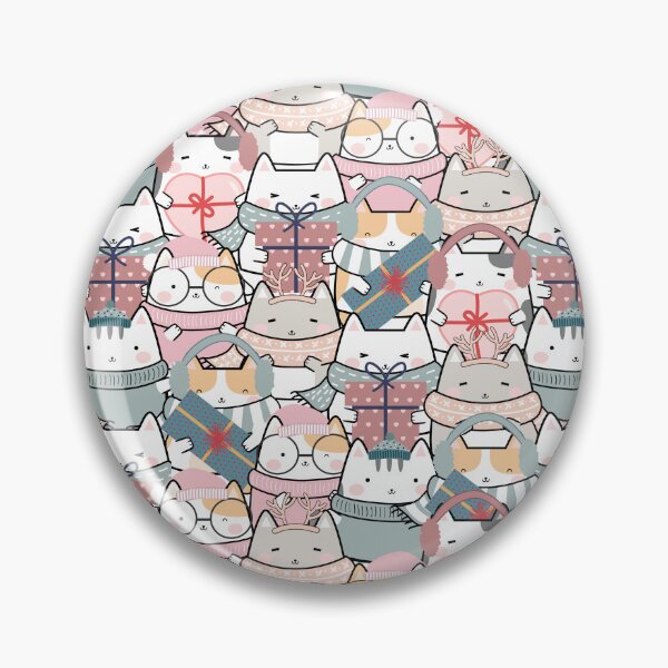 Item preview, Cute Winter Christmas Kawaii Kittens With Gifts Pattern designed and sold by ArtMeetsPizza.