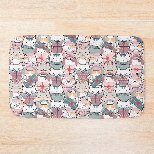 Item preview, Cute Winter Christmas Kawaii Kittens With Gifts Pattern designed and sold by ArtMeetsPizza.