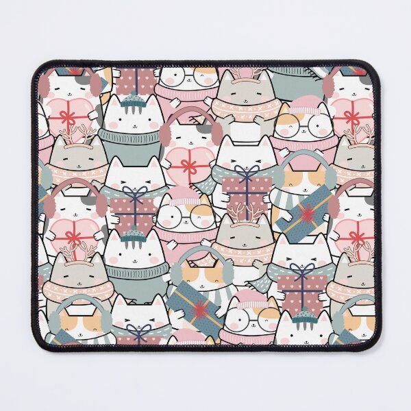 Item preview, Cute Winter Christmas Kawaii Kittens With Gifts Pattern designed and sold by ArtMeetsPizza.