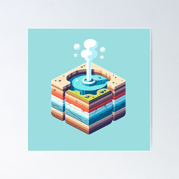 Item preview, Cute Isometric Geyser Cross Section designed and sold by SweetClicks123.