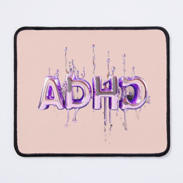 Item preview, The inscription "ADHD" on apink background - rosegold, shiny, metal, crazy. designed and sold by My-fake-places.