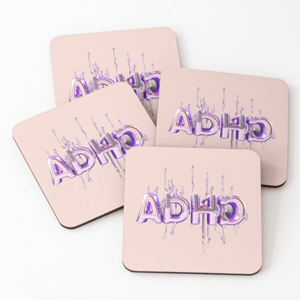 Item preview, The inscription "ADHD" on apink background - rosegold, shiny, metal, crazy. designed and sold by My-fake-places.