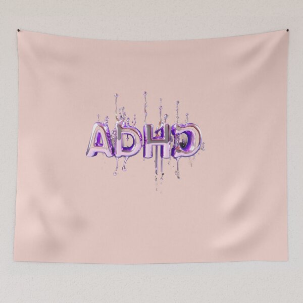 Item preview, The inscription "ADHD" on apink background - rosegold, shiny, metal, crazy. designed and sold by My-fake-places.