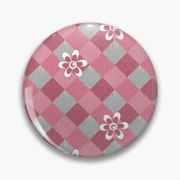 Item preview, Gray pink geometric checkered pattern with flowers designed and sold by fuzzyfox.