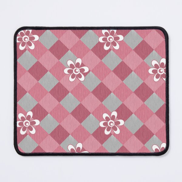 Item preview, Gray pink geometric checkered pattern with flowers designed and sold by fuzzyfox.