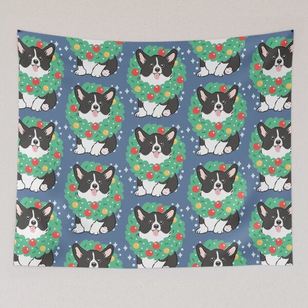 Item preview, Merry Christmas! Black White Corgi  designed and sold by Lulupainting.