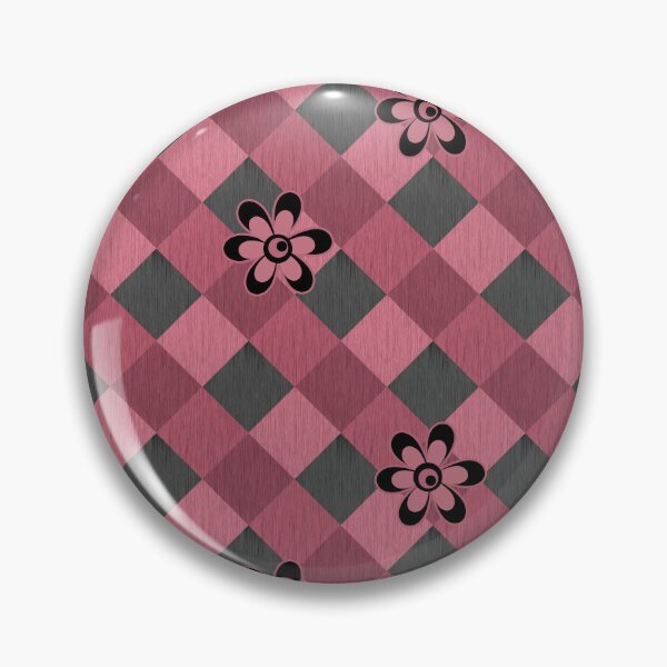 Item preview, Gray pink geometric checkered pattern with flowers designed and sold by fuzzyfox.