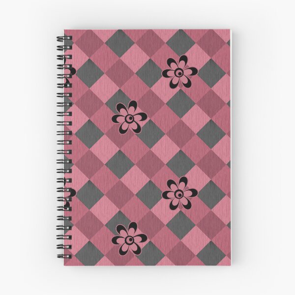 Item preview, Gray pink geometric checkered pattern with flowers designed and sold by fuzzyfox.