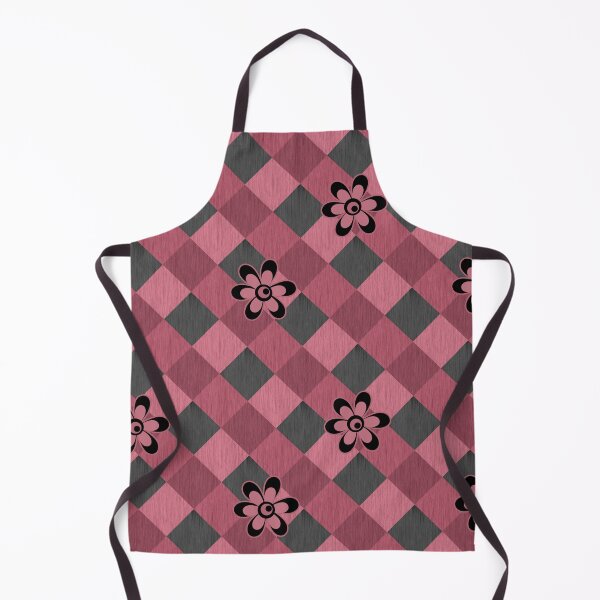 Item preview, Gray pink geometric checkered pattern with flowers designed and sold by fuzzyfox.